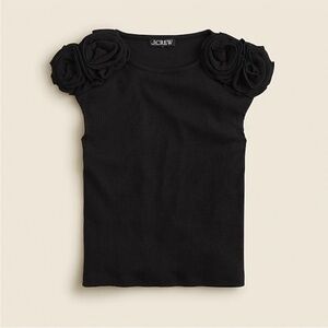 J Crew Black Vintage Rib Rosette Tshirt - Size S - NWT